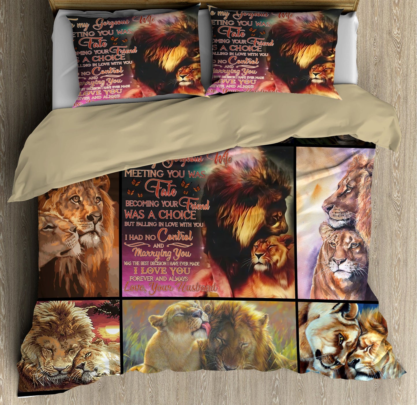 To My Wife Lion Couple Bedding Set-MEI