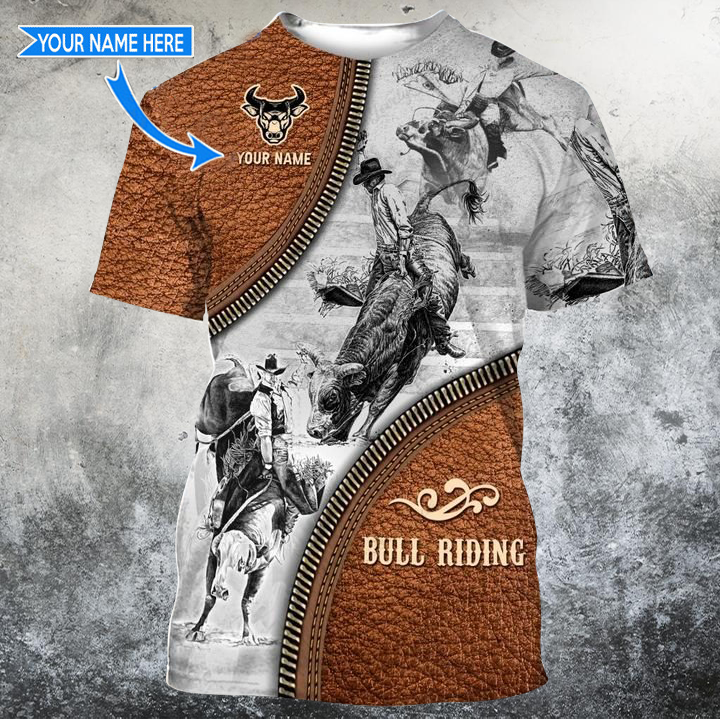 Personalized Name Bull Riding 3D All Over Printed Unisex Shirts Zipper