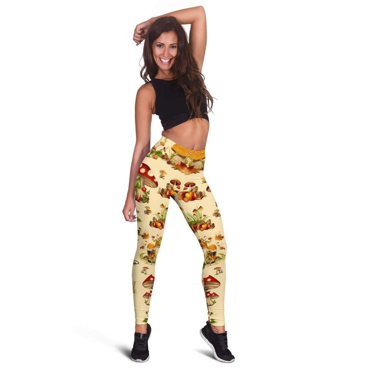 3D ALL OVER PRINTED VINTAGE MUSHROOMS LEGGING-Apparel-NTH-Legging-S-Vibe Cosy™