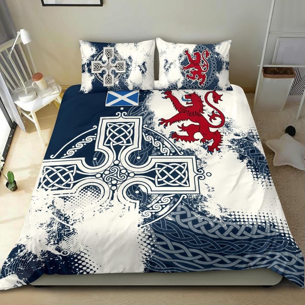 Scotland Celtic Cross Blue white Bedding Set
