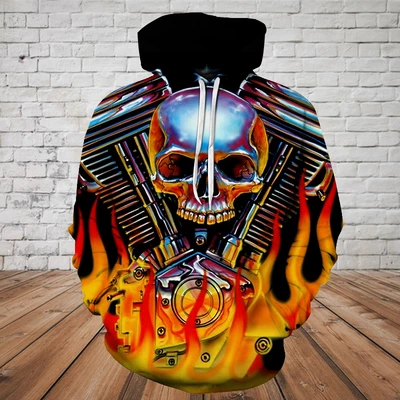 SKULL 3D HOODIE_MECHANICAL SKULL PL324-Apparel-PL8386-Hoodie-S-Vibe Cosy™