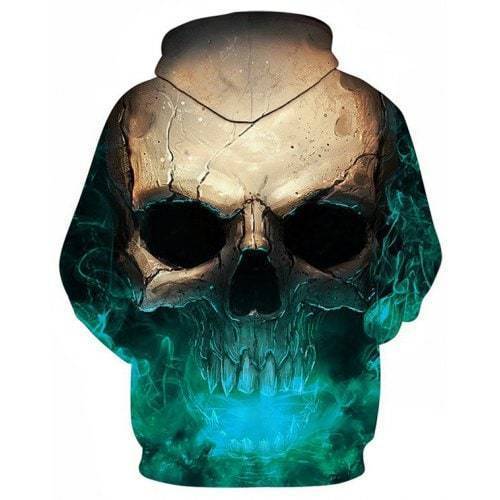 3D Effect Skull Print Pullover Hoodie Green HC0604-Apparel-Huyencass-Hoodie-S-Vibe Cosy™