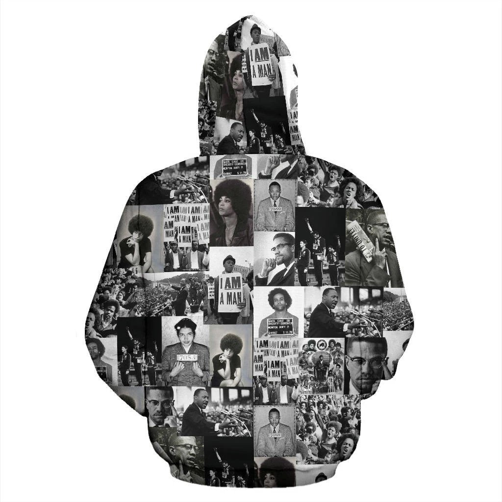 African Zip-Up Hoodie - Civil Rights Leaders Black Power Images-ALL OVER PRINT ZIP HOODIES-HPArt-Men-S-Black-Vibe Cosy™