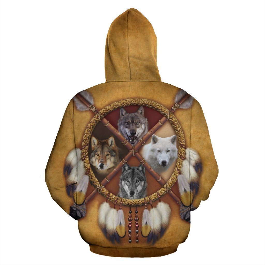 4 WOLVES DREAM CATCHER NATIVE OVER PRINT HOODIE HC1901-Apparel-Huyencass-Hoodie-S-Vibe Cosy™
