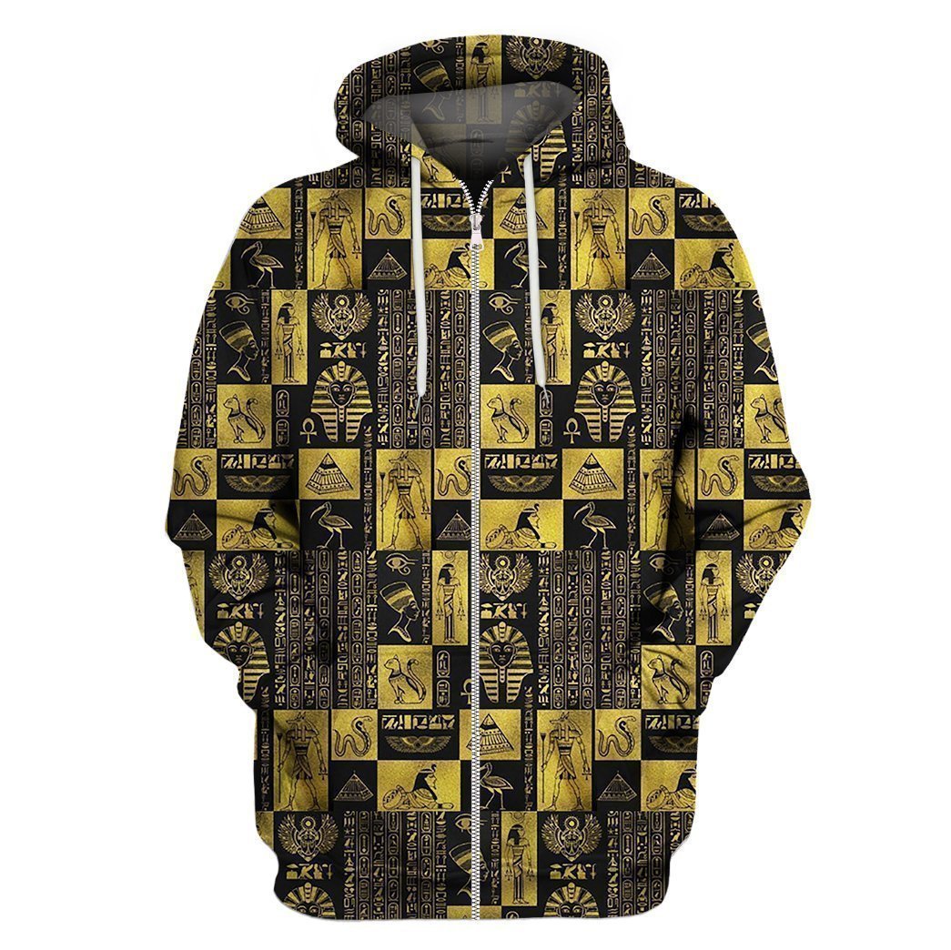 All Over Printed Egyptian God And Symbols-Apparel-MP-Zipped Hoodie-S-Vibe Cosy™