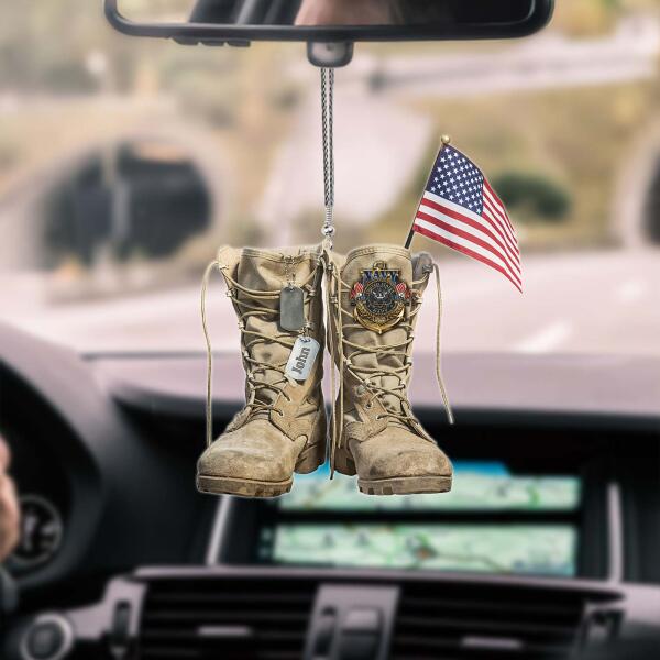 US Veteran Shoes Car Hanging Ornament On The Car Special Gift For Friends Dad Papa Grandpa