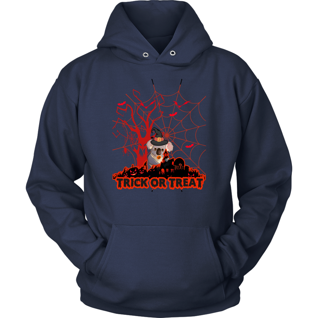 Australian Koala Trick or Treat Halloween Red T-Shirt 01 H9-T-SHIRTS-HP Arts-Unisex Hoodie-Navy-S-Vibe Cosy™