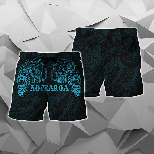 Aotearoa Maori Tattoo All Over Hoodie Blue NVD-Apparel-Dung Van-Shorts-S-Vibe Cosy™