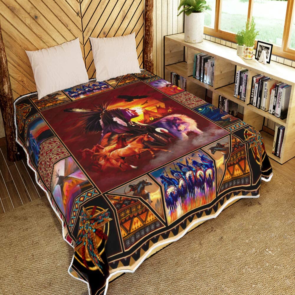 Native American 3D All Over Printed Blanket