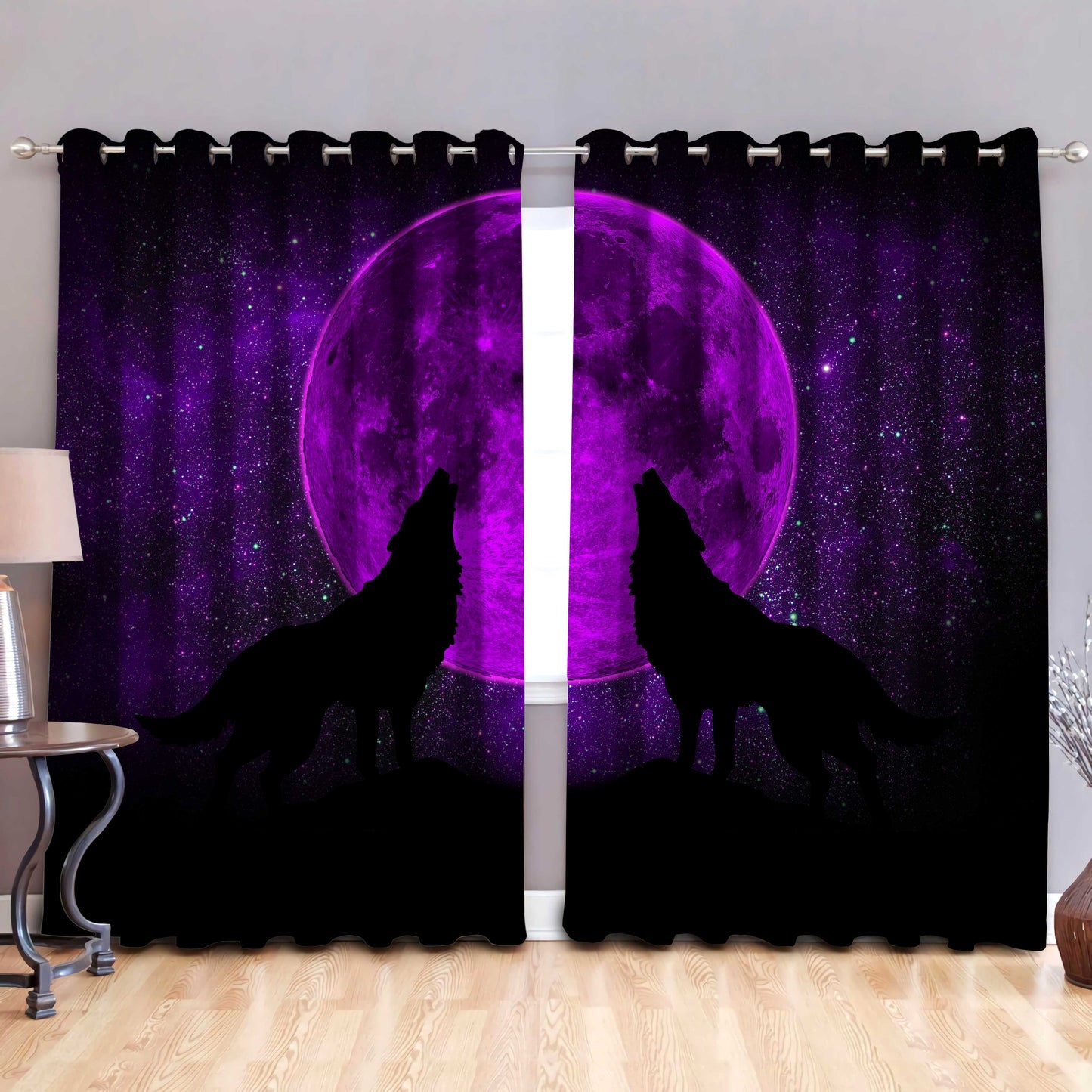 Wolf 3D All Over Printed Window Curtains