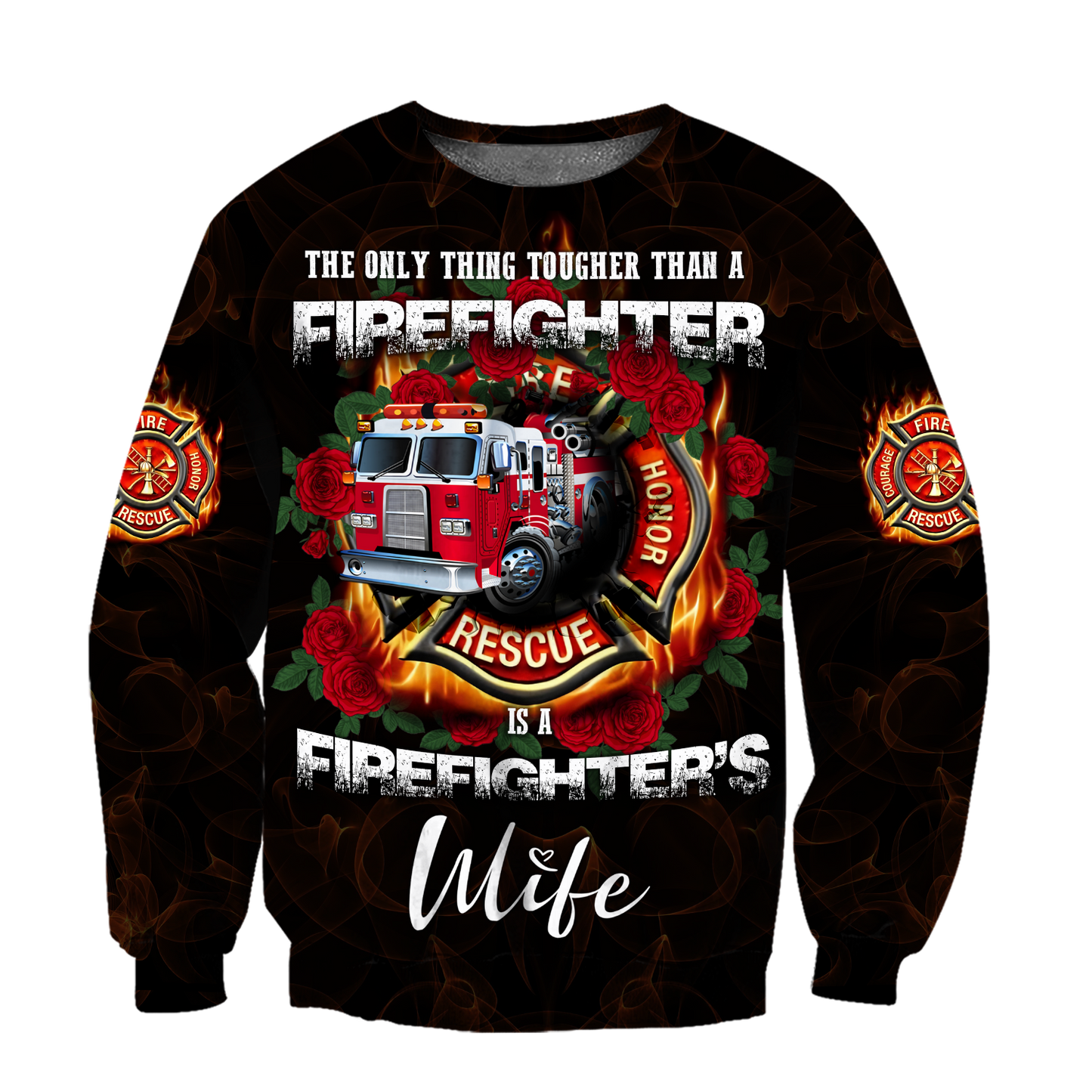 All Over Printed Firefighter's Wife Hoodie MEI