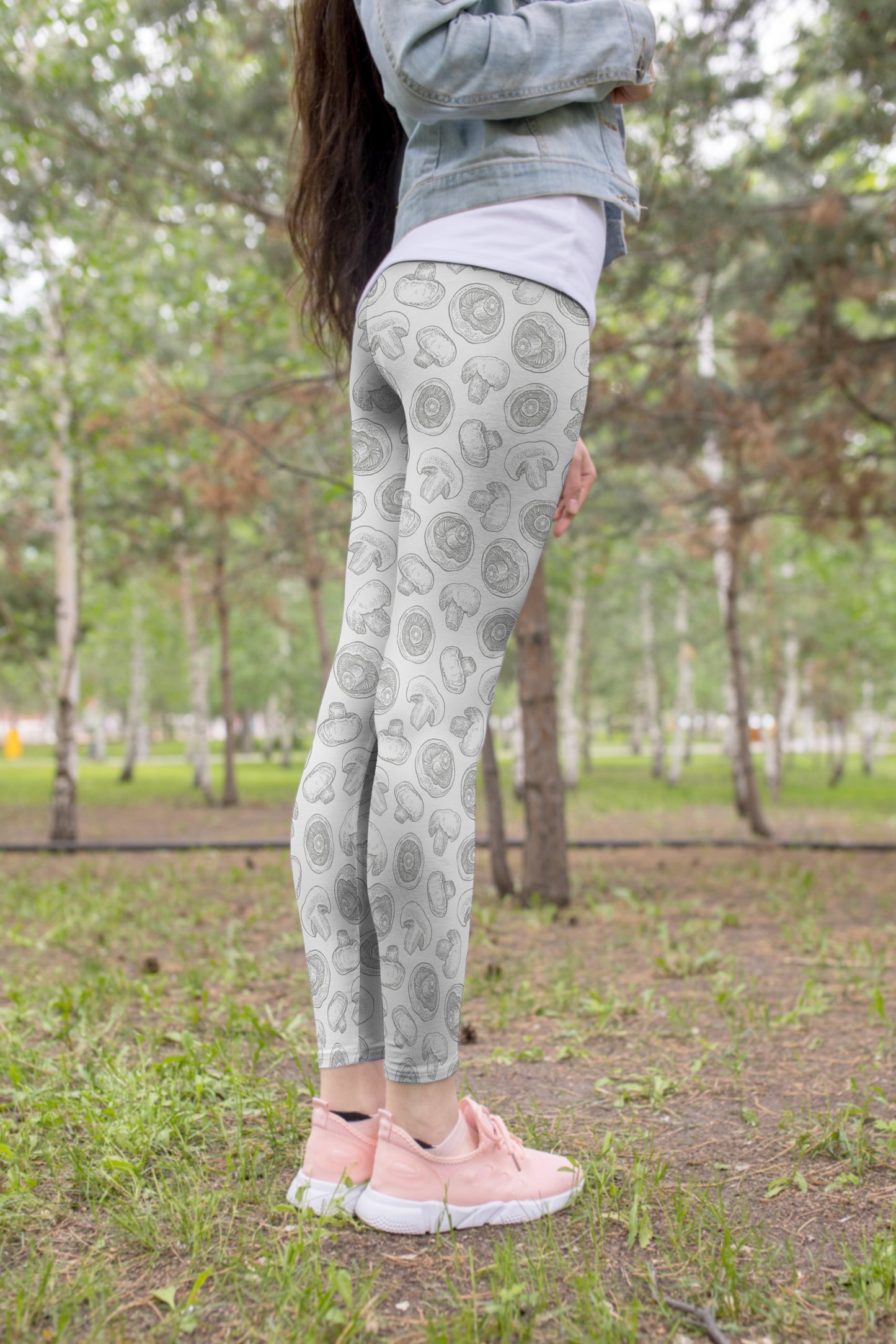 All Over Printing White Mushroom Hoodie Dress-Apparel-Phaethon-Hoodie Dress-S-Vibe Cosy™
