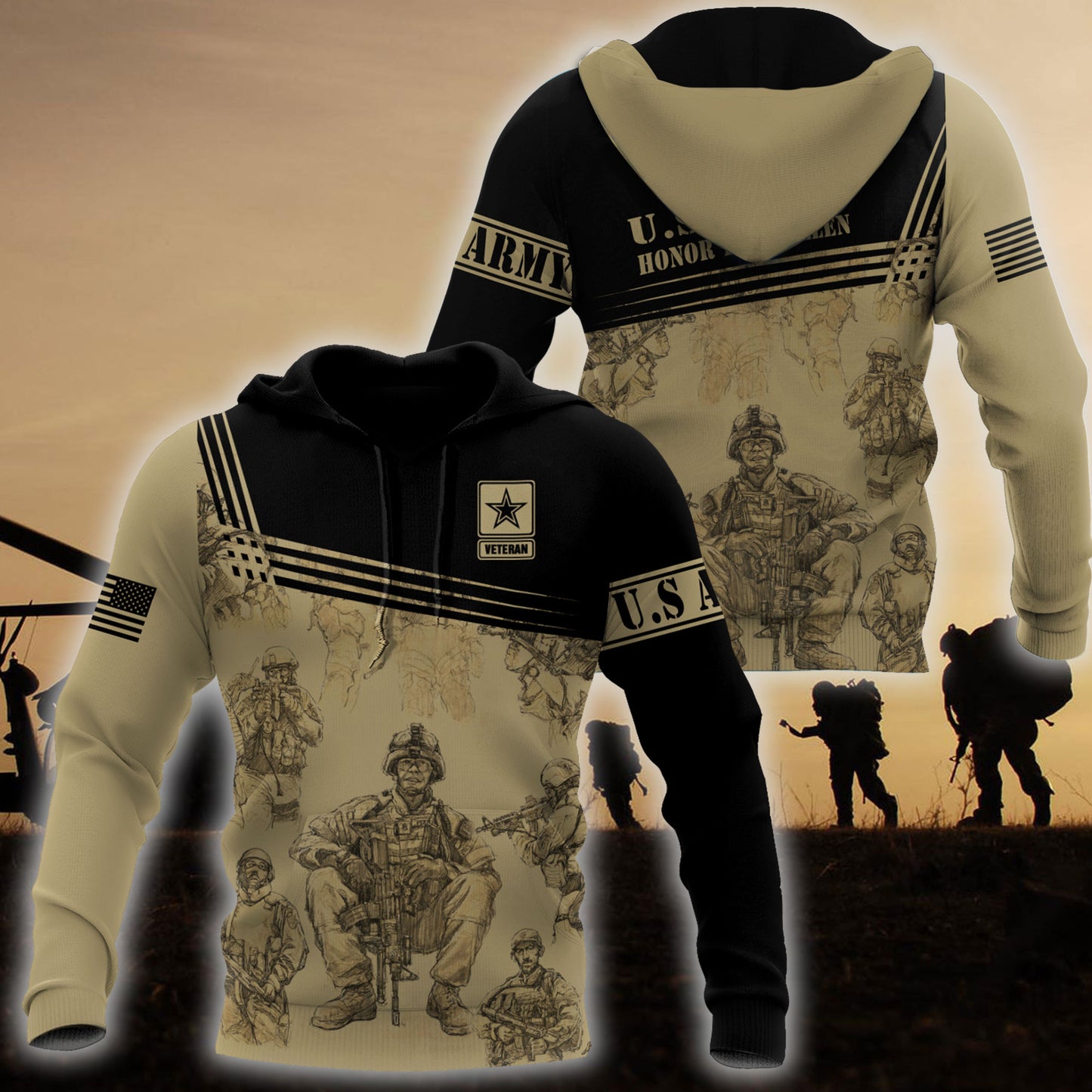 US Army Veteran 3D All Over Printed Unisex Shirts