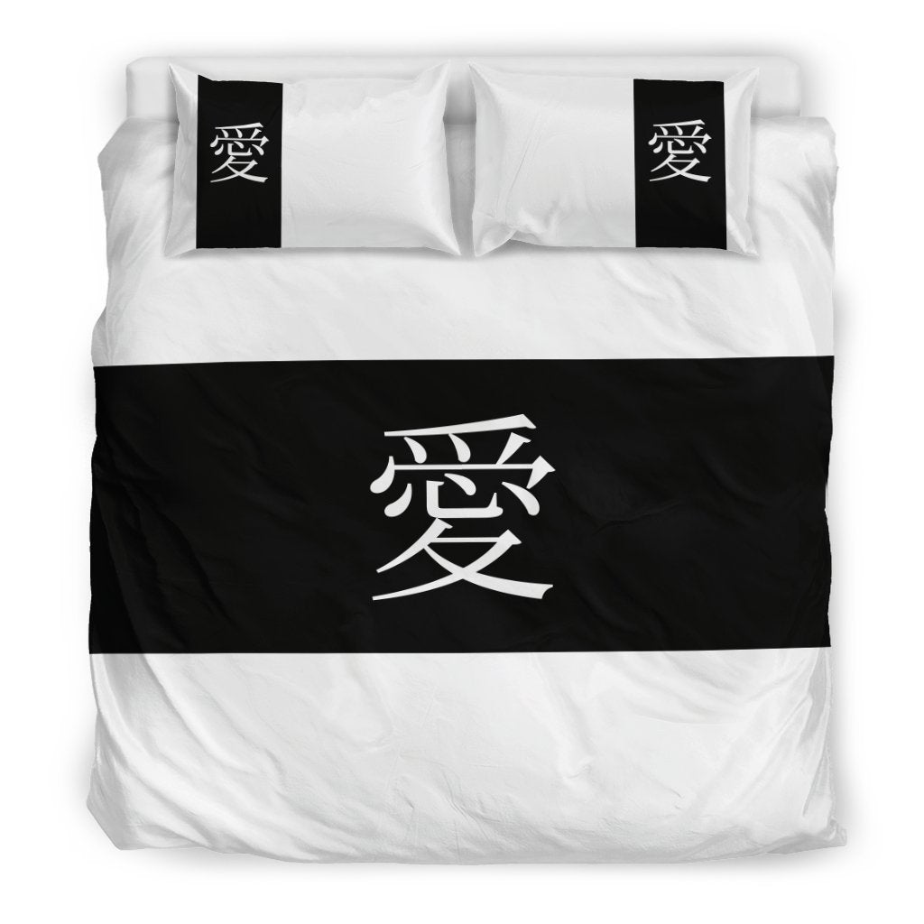 Bedding Set - Ai (Love) on Black-6teenth World™-Bedding Set-US King-Vibe Cosy™
