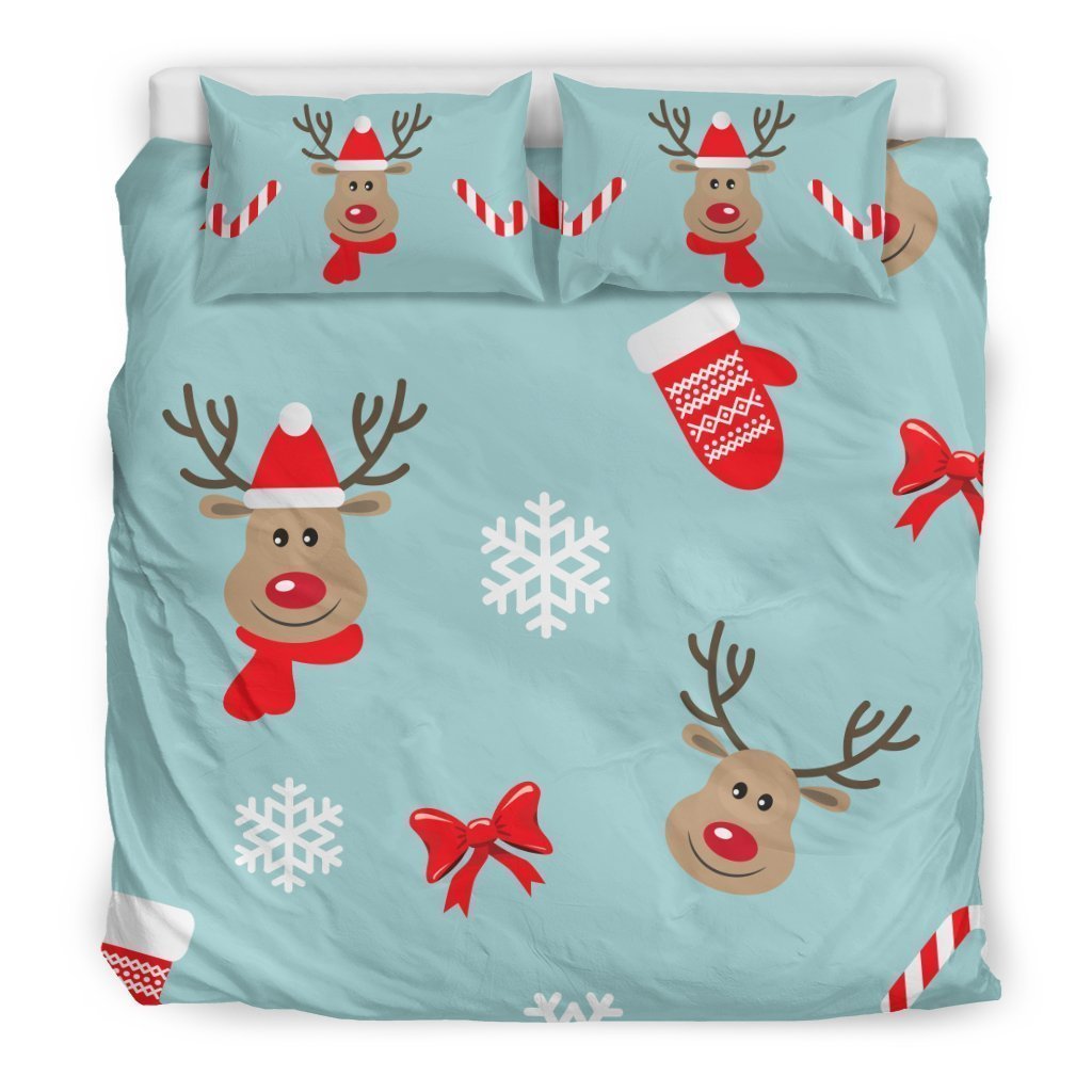 Christmas Deers Bedding Set with Candy Canes-6teenth World™-Bedding Set-US King-Vibe Cosy™