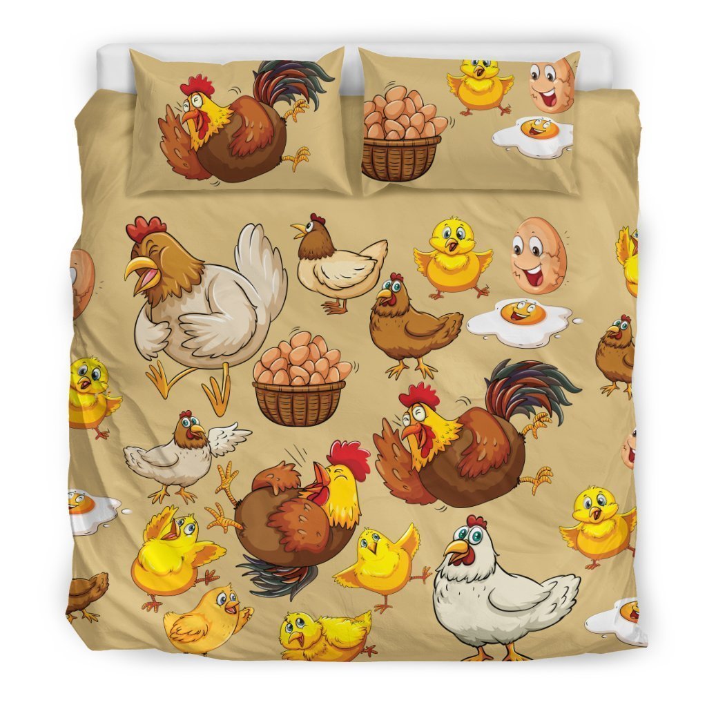 Funny Chicken & Egg Bedding Set-6teenth World™-Bedding Set-US King-Vibe Cosy™