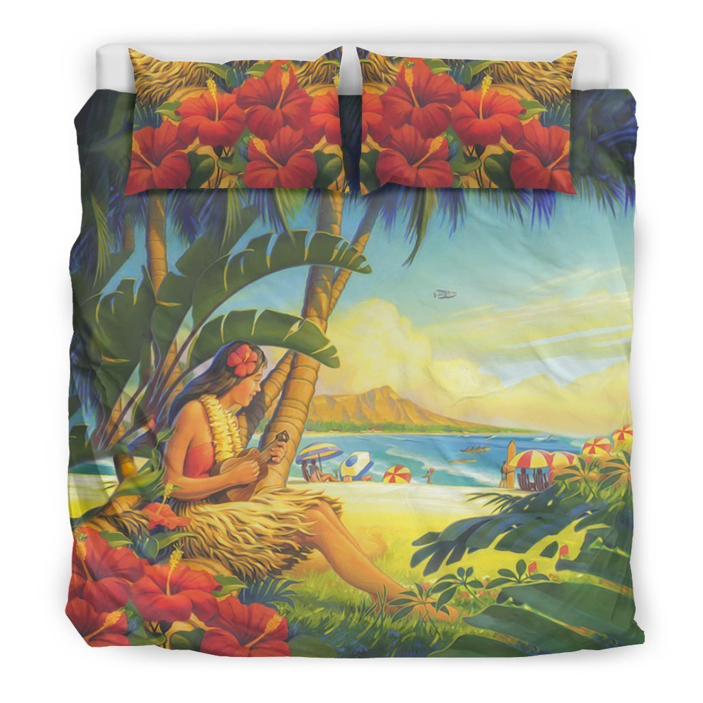 Aloha Hawaiian Bedding Set 01 - AH - K5-BEDDING SETS-Phaethon-US King-Black-Polyester-Vibe Cosy™