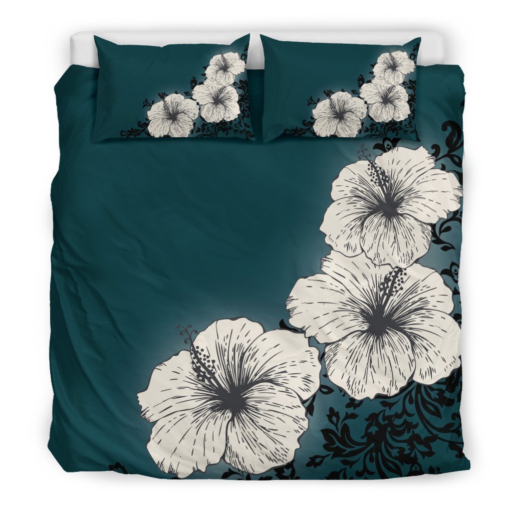 Hawaii Lighten Hibiscus Bedding Set - AH-BEDDING SETS-Phaethon-US King-Black-Polyester-Vibe Cosy™
