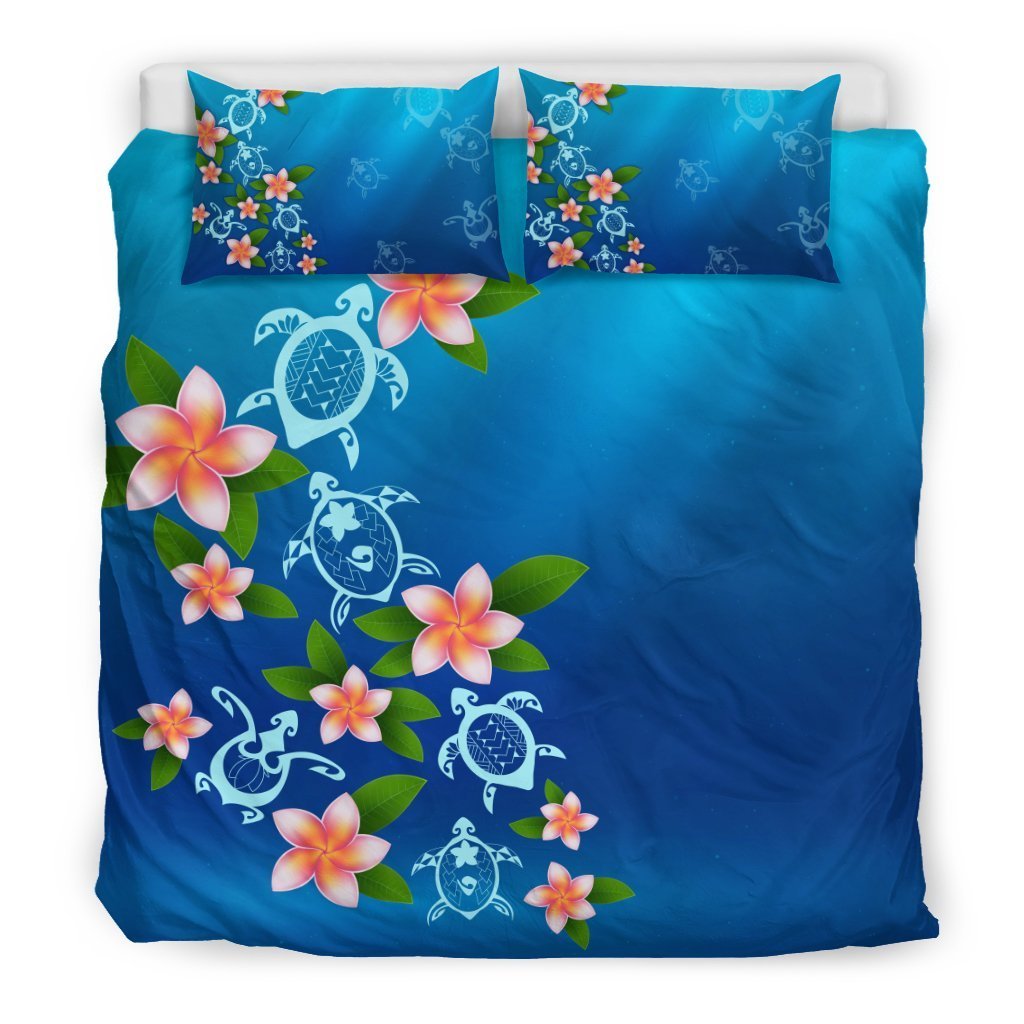 Hawaii Tuttle And Flower In The Sea Bedding Set - AH-BEDDING SETS-Alohawaii-US King-Black-Polyester-Vibe Cosy™