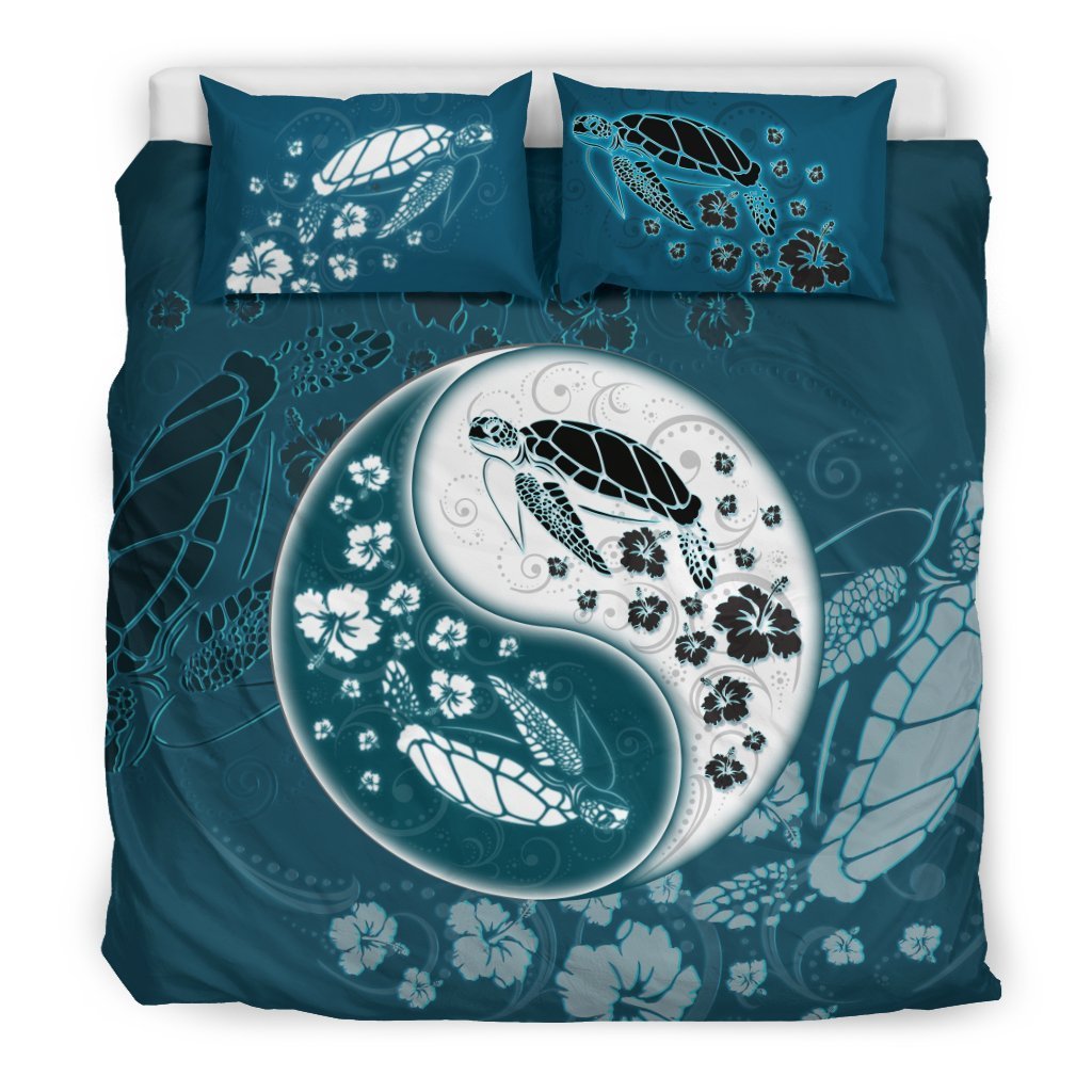 Turtle Bedding Set YinYang Style - AH-BEDDING SETS-Alohawaii-US King-Black-Polyester-Vibe Cosyβ’
