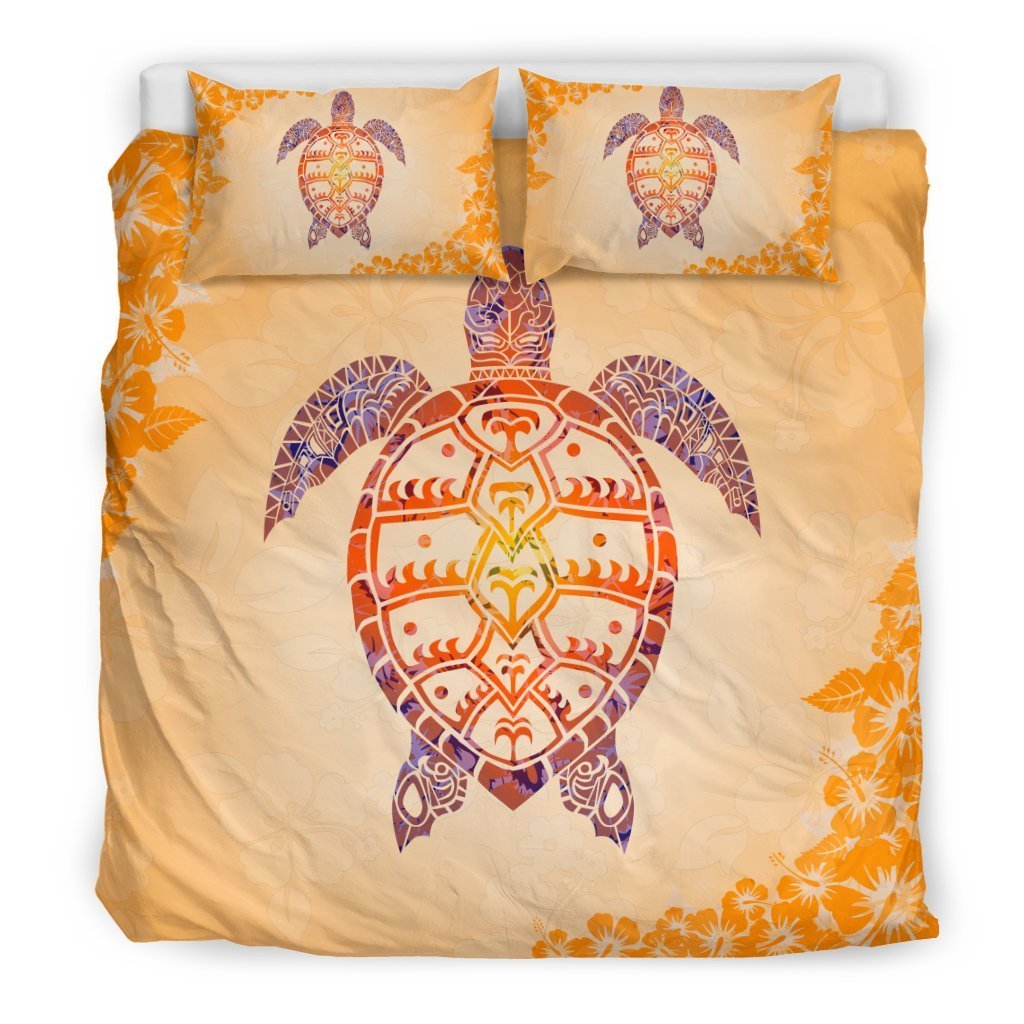 Hawaii Turtle And Hibiscus Bedding Set - AH - J9-BEDDING SETS-Alohawaii-Bedding Set-US King-Black-Vibe Cosy™