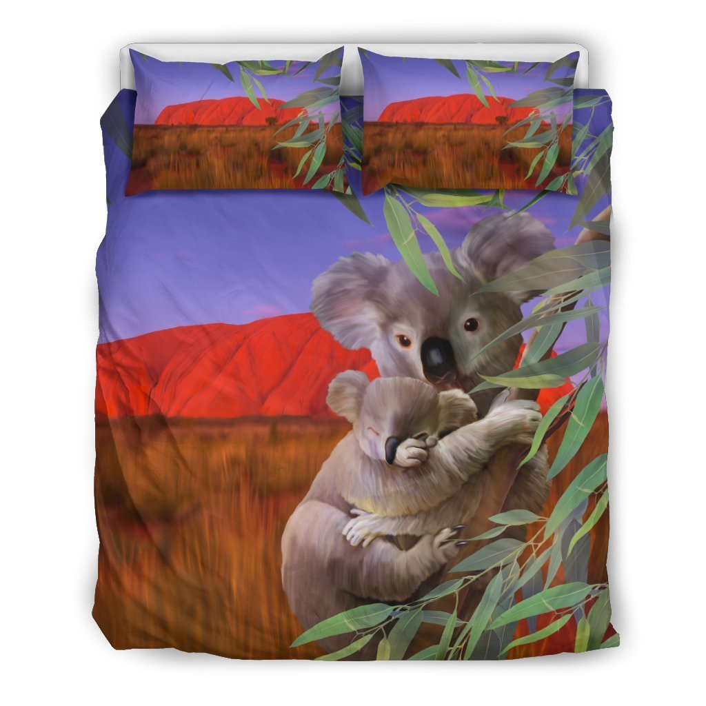 Australia Koala And Baby Duvet Cover K5-BEDDING SETS-HP Arts-Bedding Set - Beige - Australia Koala And Baby Duvet Cover-Queen/Full-Vibe Cosy™