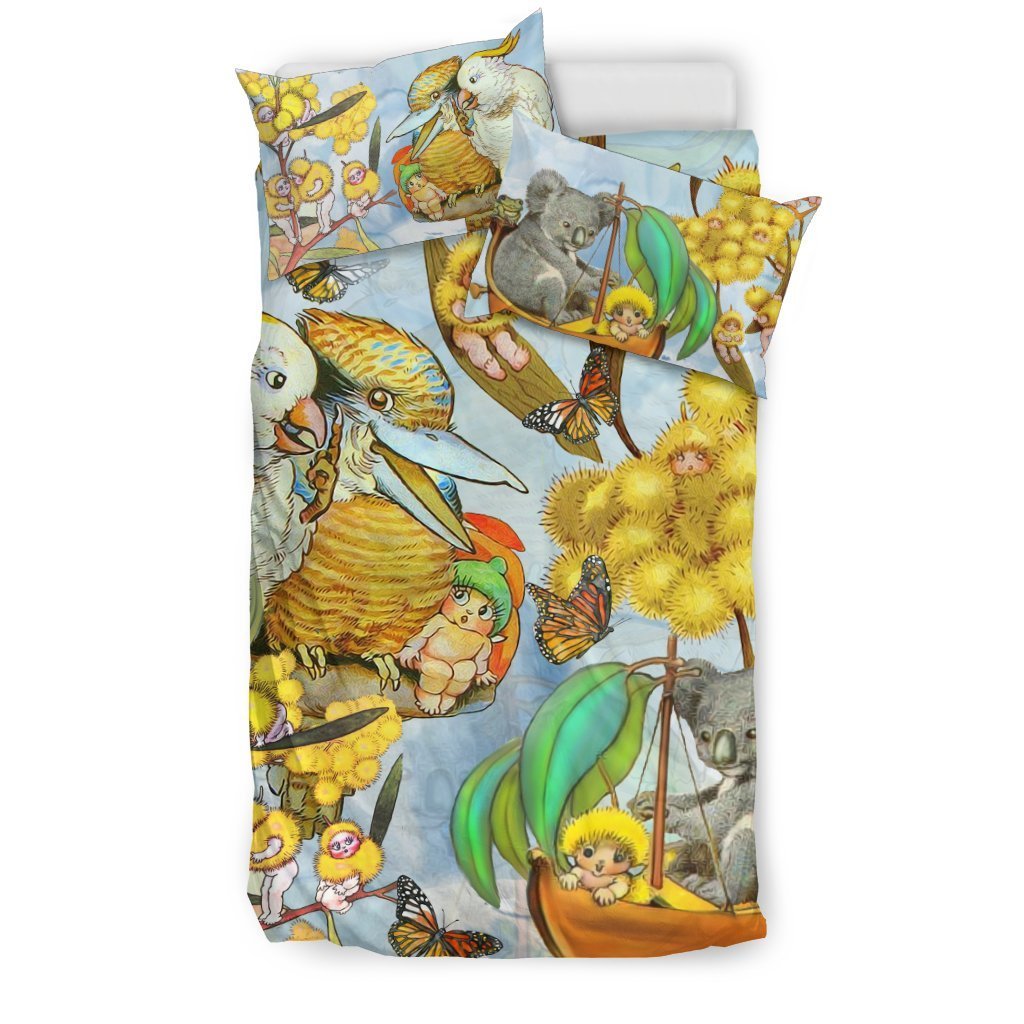 Australia Koala Kookaburra Duvet Cover k7-BEDDING SETS-HP Arts-Bedding Set - Beige - Australia Koala Kookaburra Duvet Cover K2 1-Twin-Vibe Cosy™