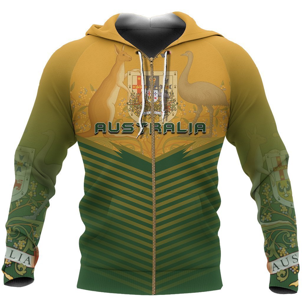 Australia Coat Of Arms Hoodie - Energy Style NNK 1447-Apparel-PL8386-Zip-Hoodie-S-Vibe Cosy™