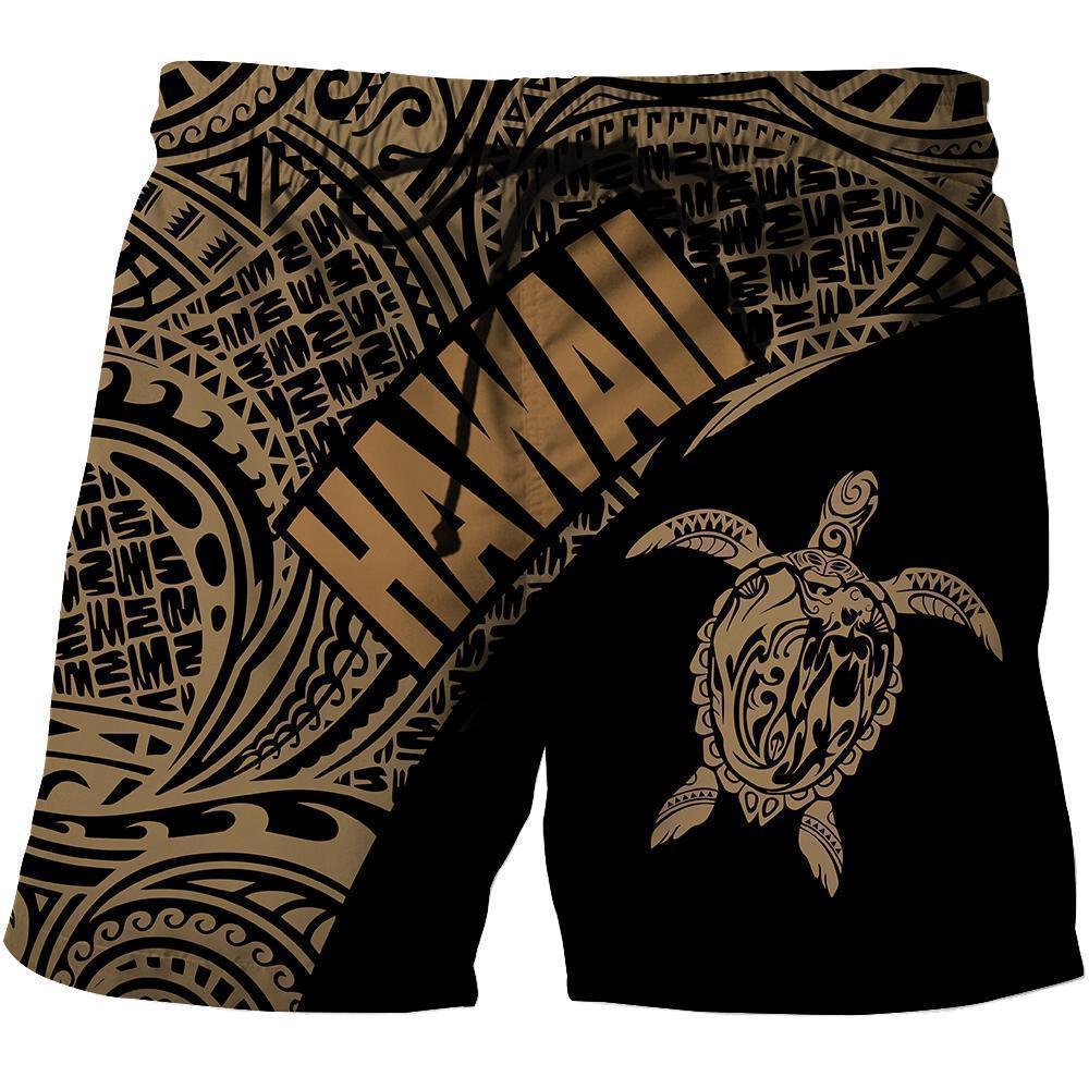 Hawaii Hoodie Turtle Mermaid Polynesian Wave - Gold Hoodie-Apparel-Phaethon-Shorts-S-Vibe Cosy™