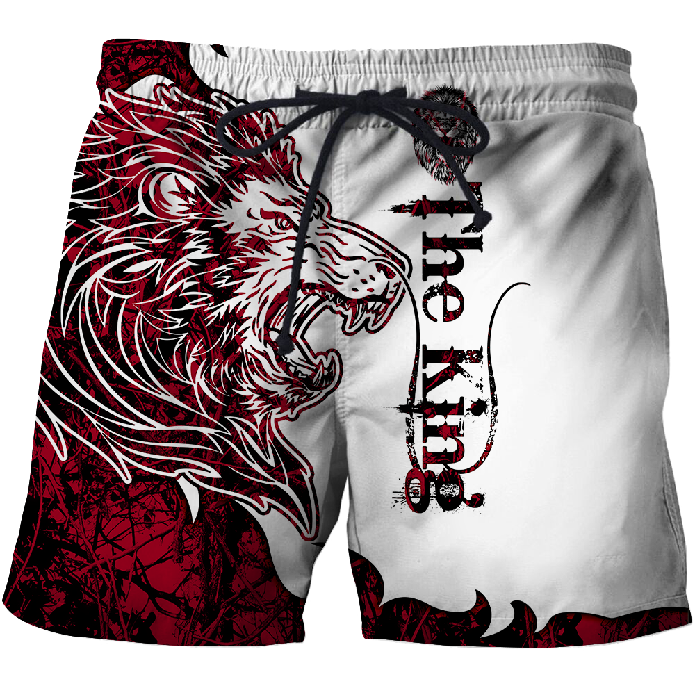 The Red King Lion Tattoo Over Printed Hoodie