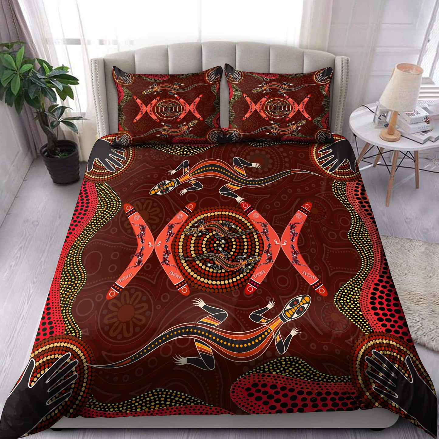 Aboriginal Lizards Boomerang Bedding Set TN