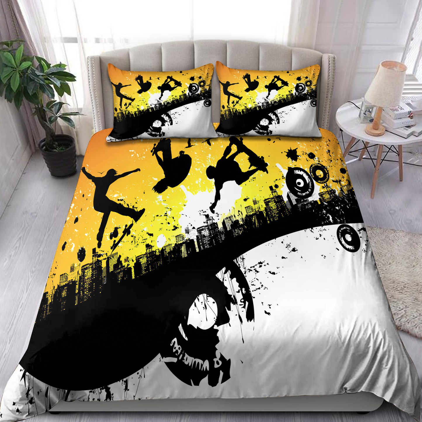 Skateboard Skull Bedding Set