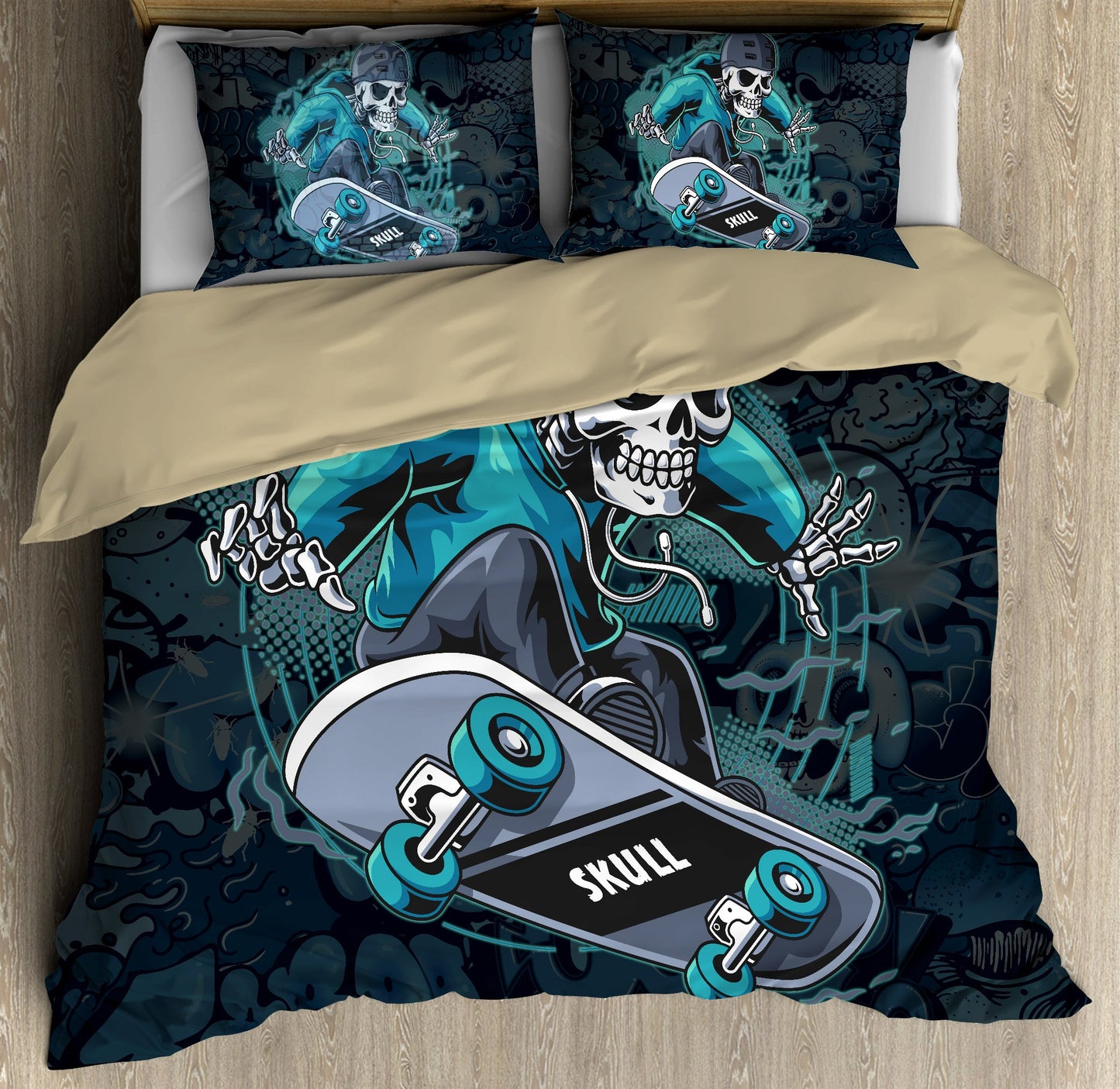 Skateboard Skull Bedding Set