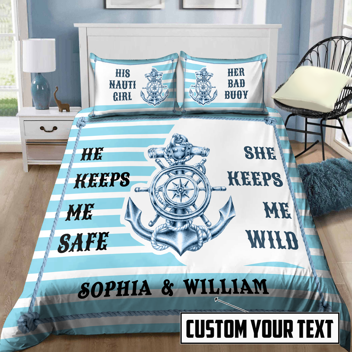 Customzie Name Fisherman And Love Bedding Set DA17042101