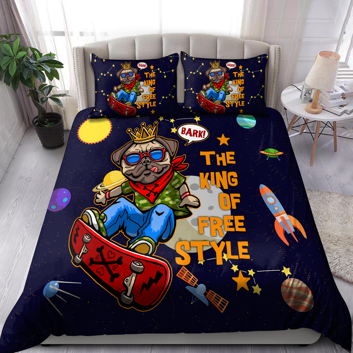 Premium Skateboard Pug Bedding Set