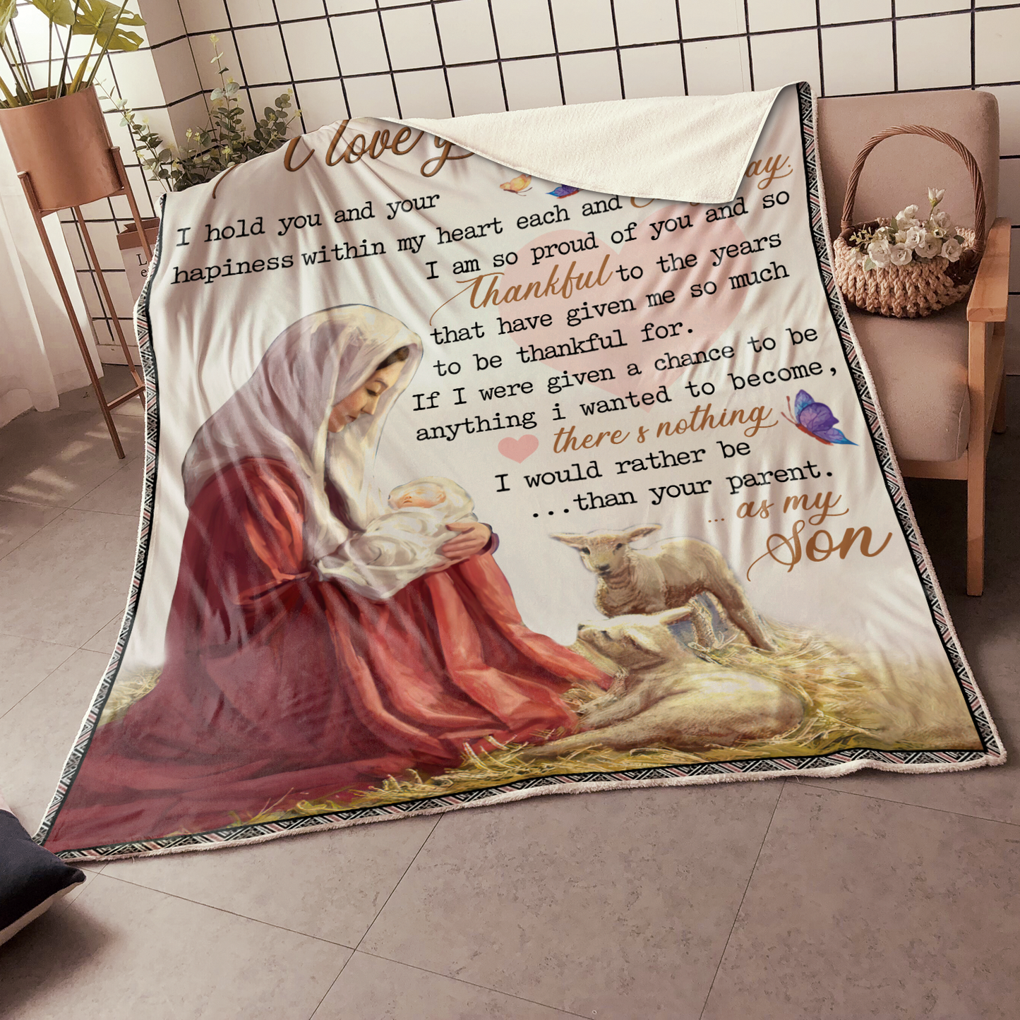I love you Son Sherpa Blanket