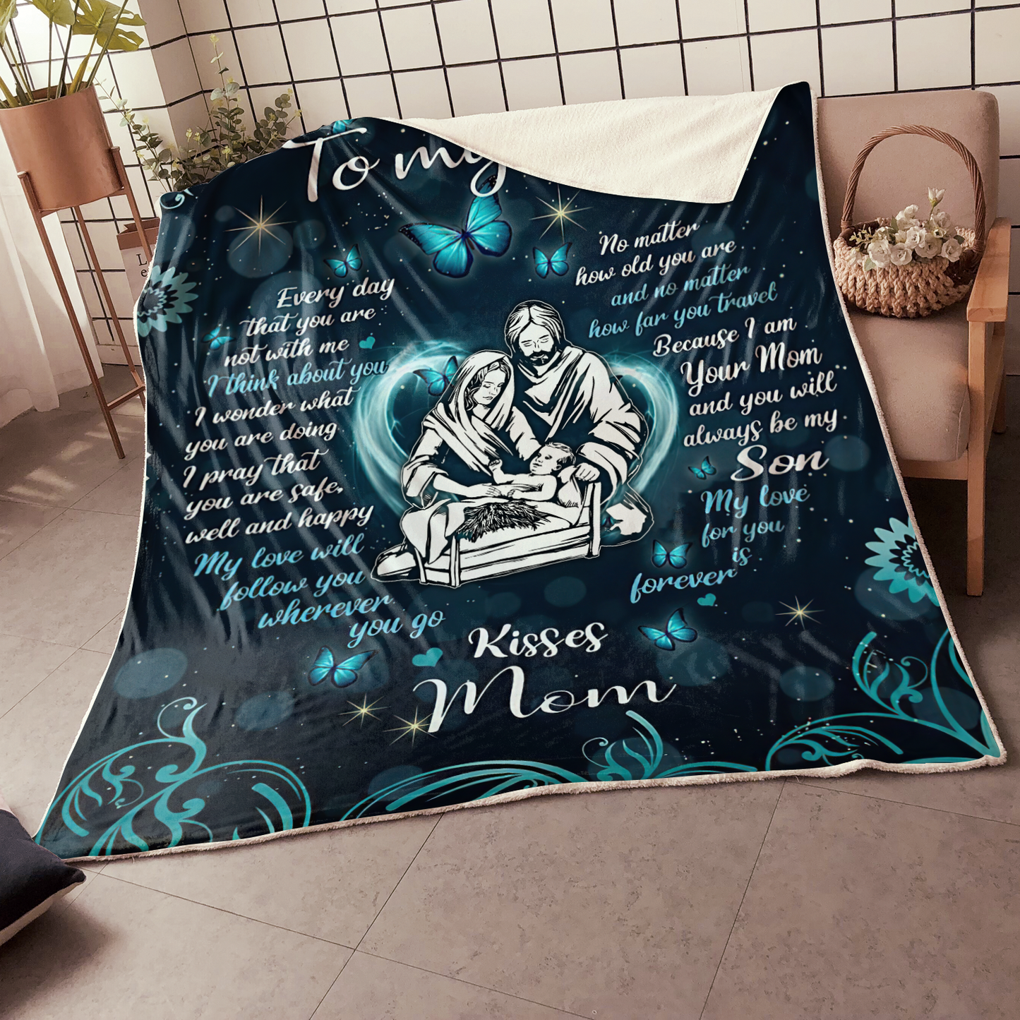 To My Son Sherpa Blanket