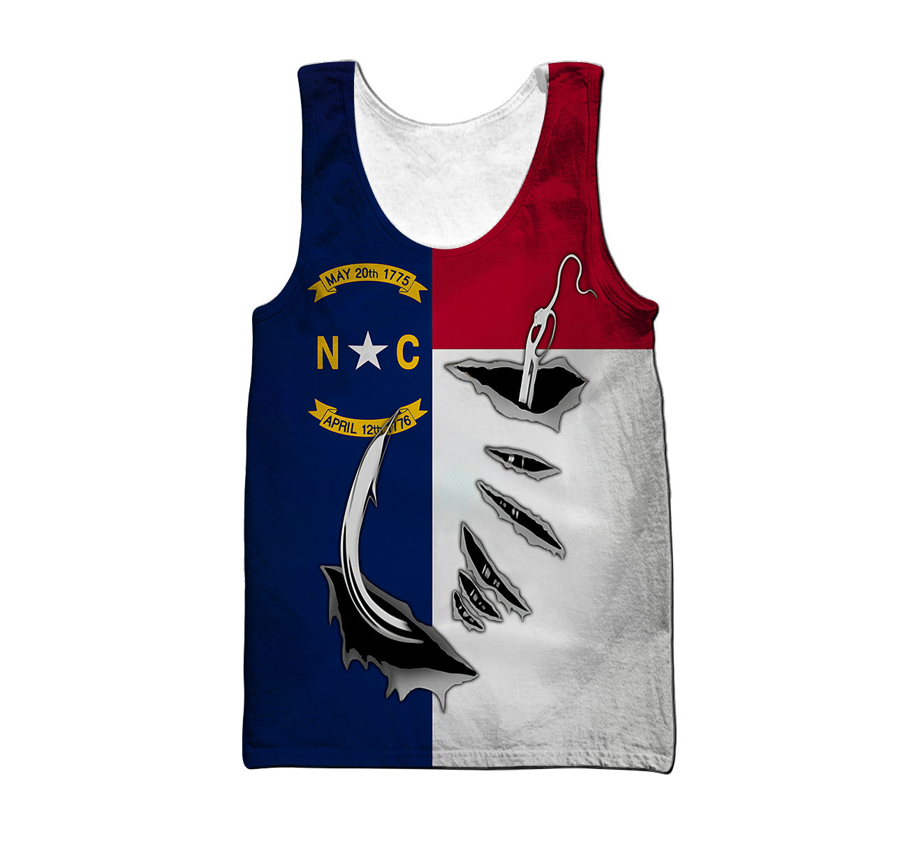 Custom name Hook fishing NC North Carolina Flag 3D printed shirts Fishing State