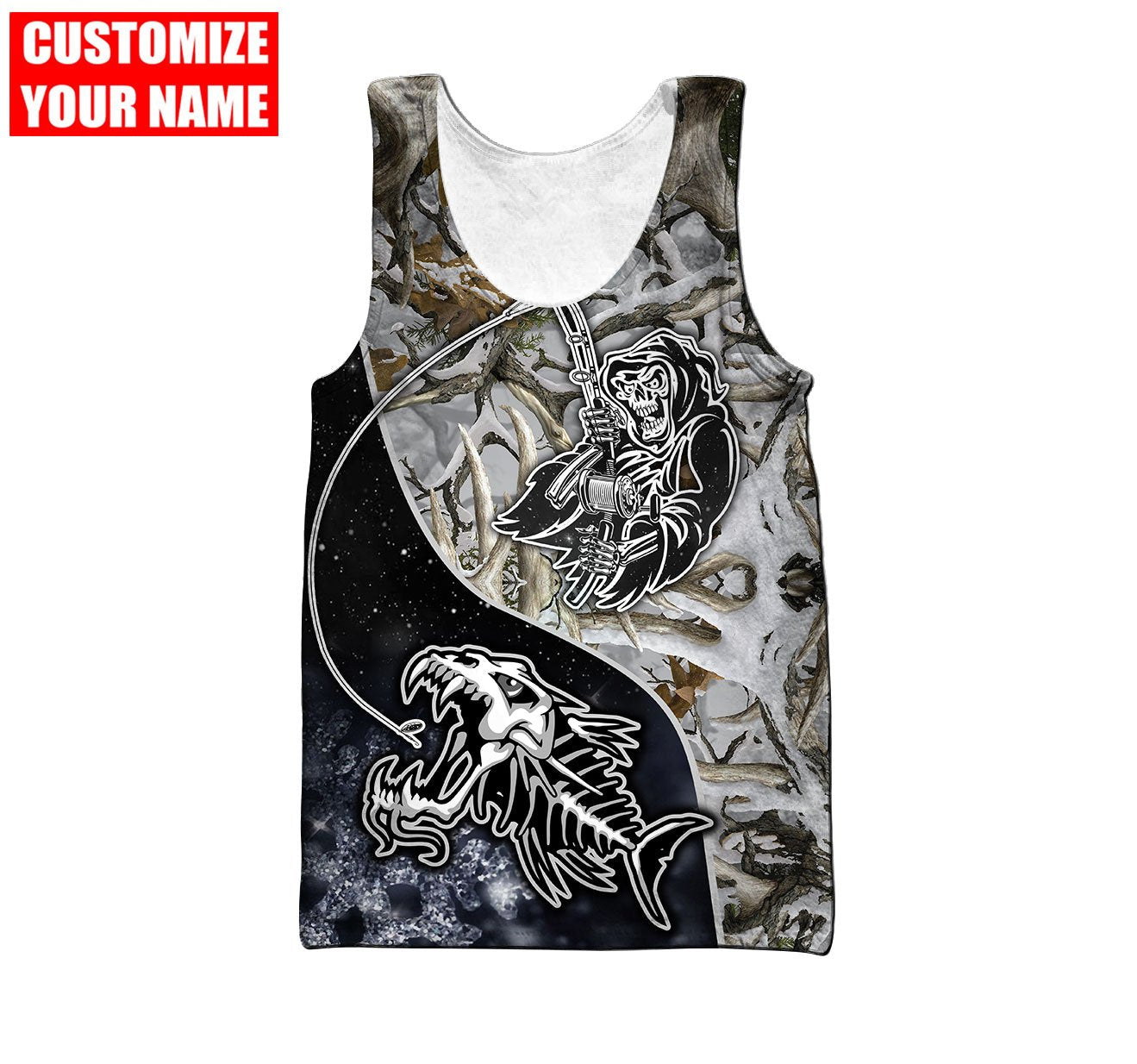 Custom name Fishing skull Ice Camo fishing shirts for men and women HHT21102103