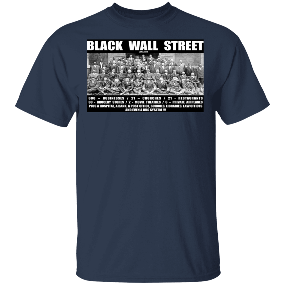 Black Wall Street T Shirts Black History-T-Shirts-CustomCat-Navy-S-Vibe Cosy™