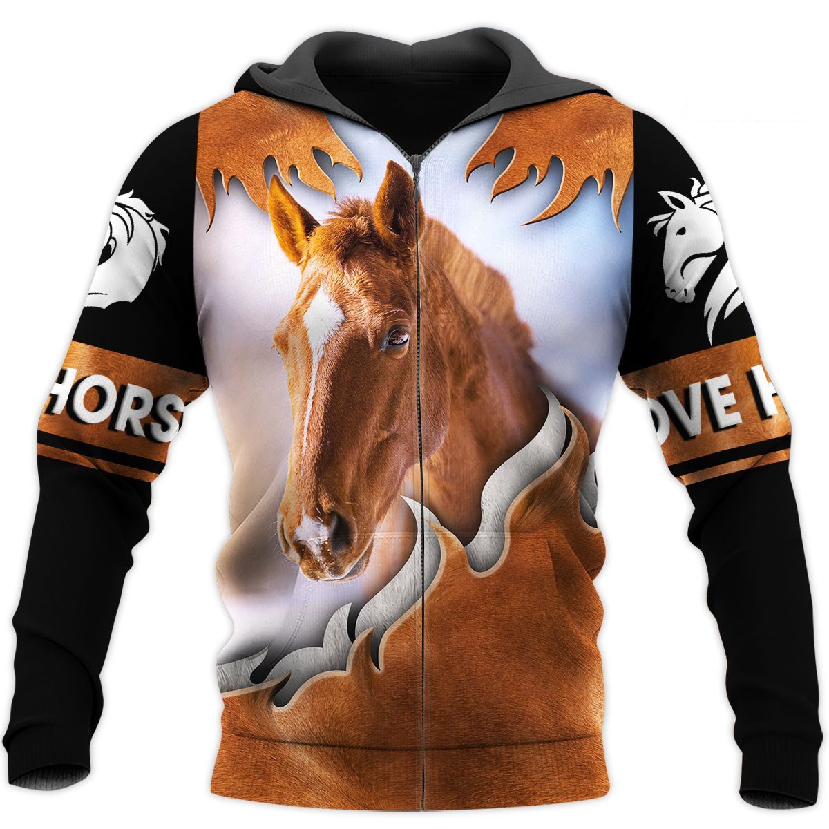 Love Horse 3D All Over Printed Shirts For Men and Women TT130415-Apparel-TT-Zipped Hoodie-S-Vibe Cosy™