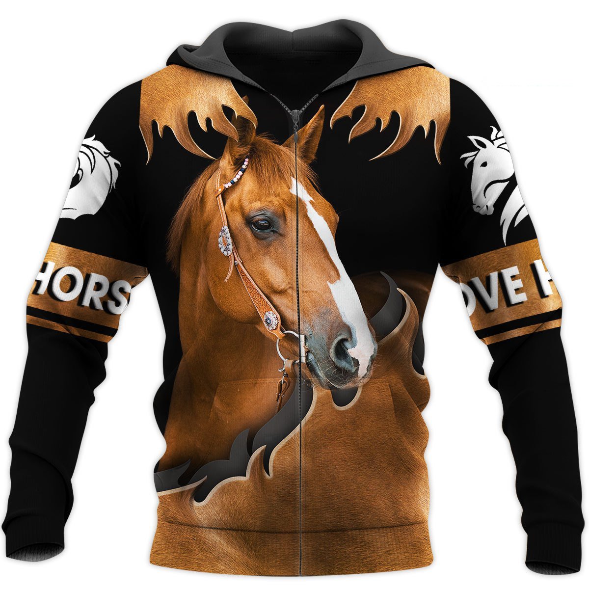 Love Horse 3D All Over Printed Shirts For Men and Women TT130410-Apparel-TT-Zipped Hoodie-S-Vibe Cosy™