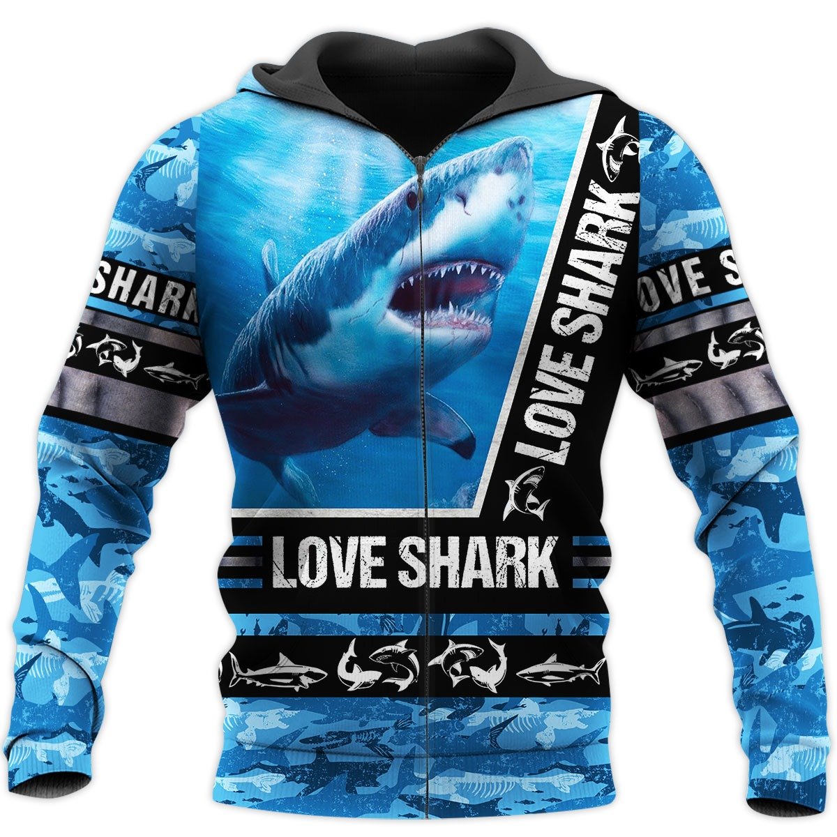 Love Shark 3D All Over Printed Shirts For Men and Women-Apparel-TT-Zipped Hoodie-S-Vibe Cosy™