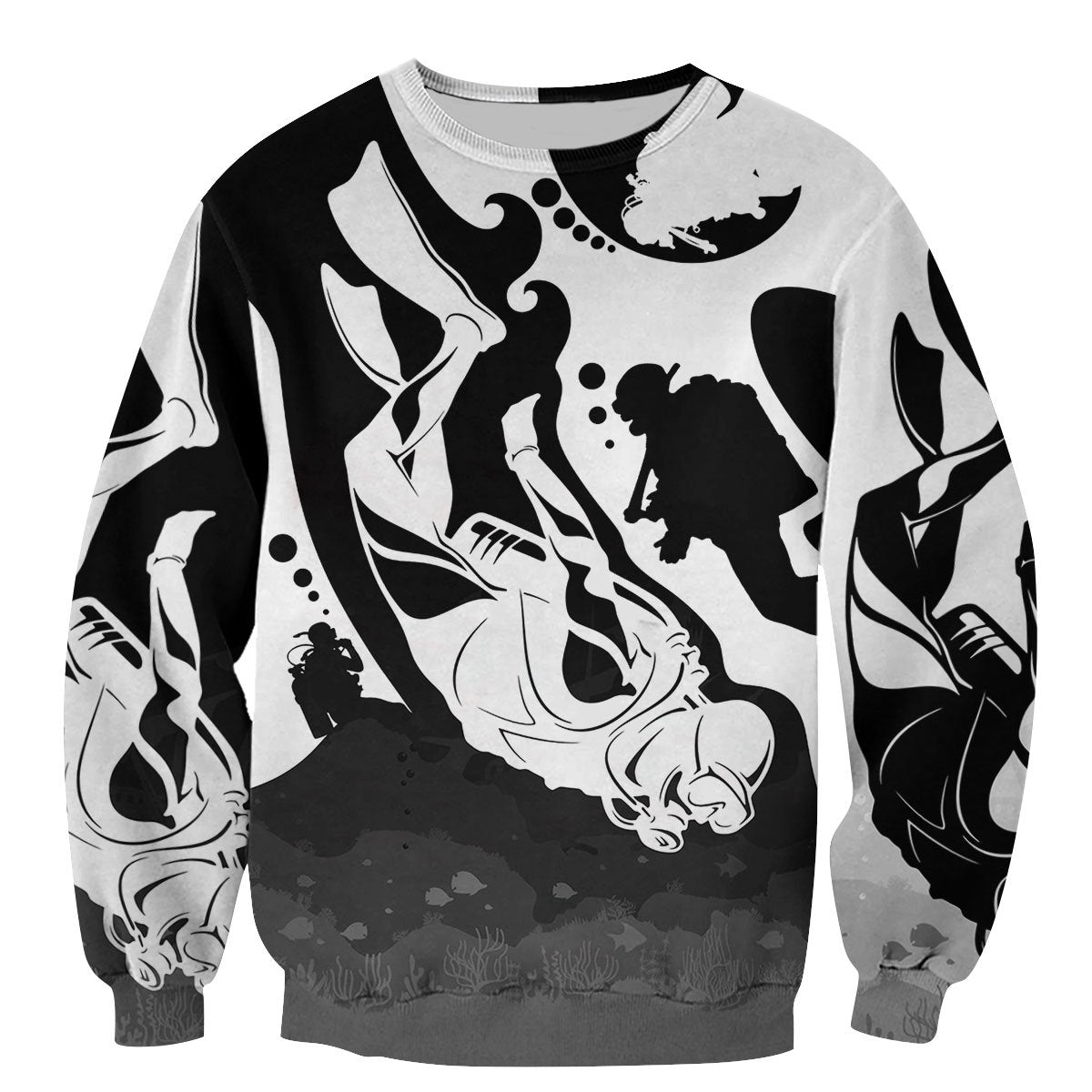 SCUBA DIVING 3D ALL OVER PRINTED SHIRTS-ALL OVER PRINT HOODIES-HP Arts-Sweatshirt-S-Vibe Cosy™