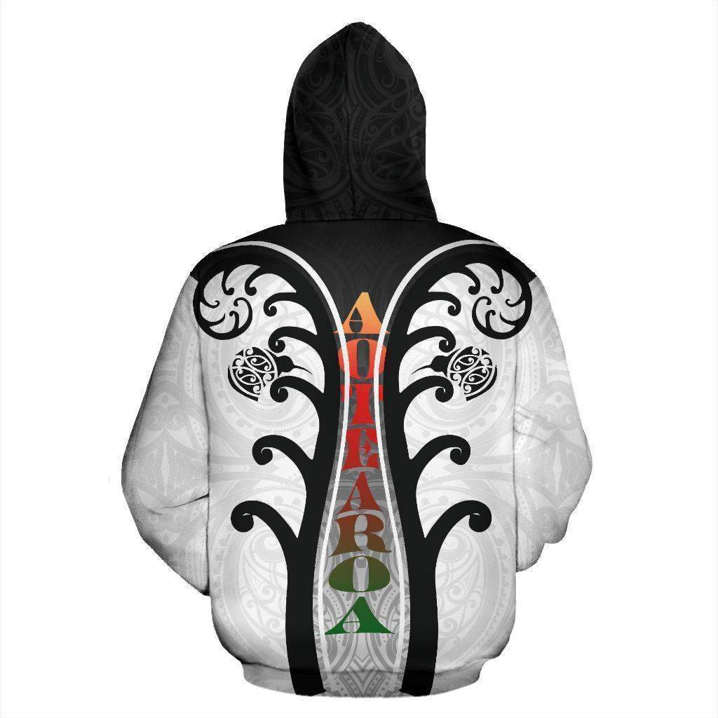 Koru With Kiwi Black White Zip Hoodie HC0910-Apparel-Huyencass-Zipped Hoodie-S-Vibe Cosy™