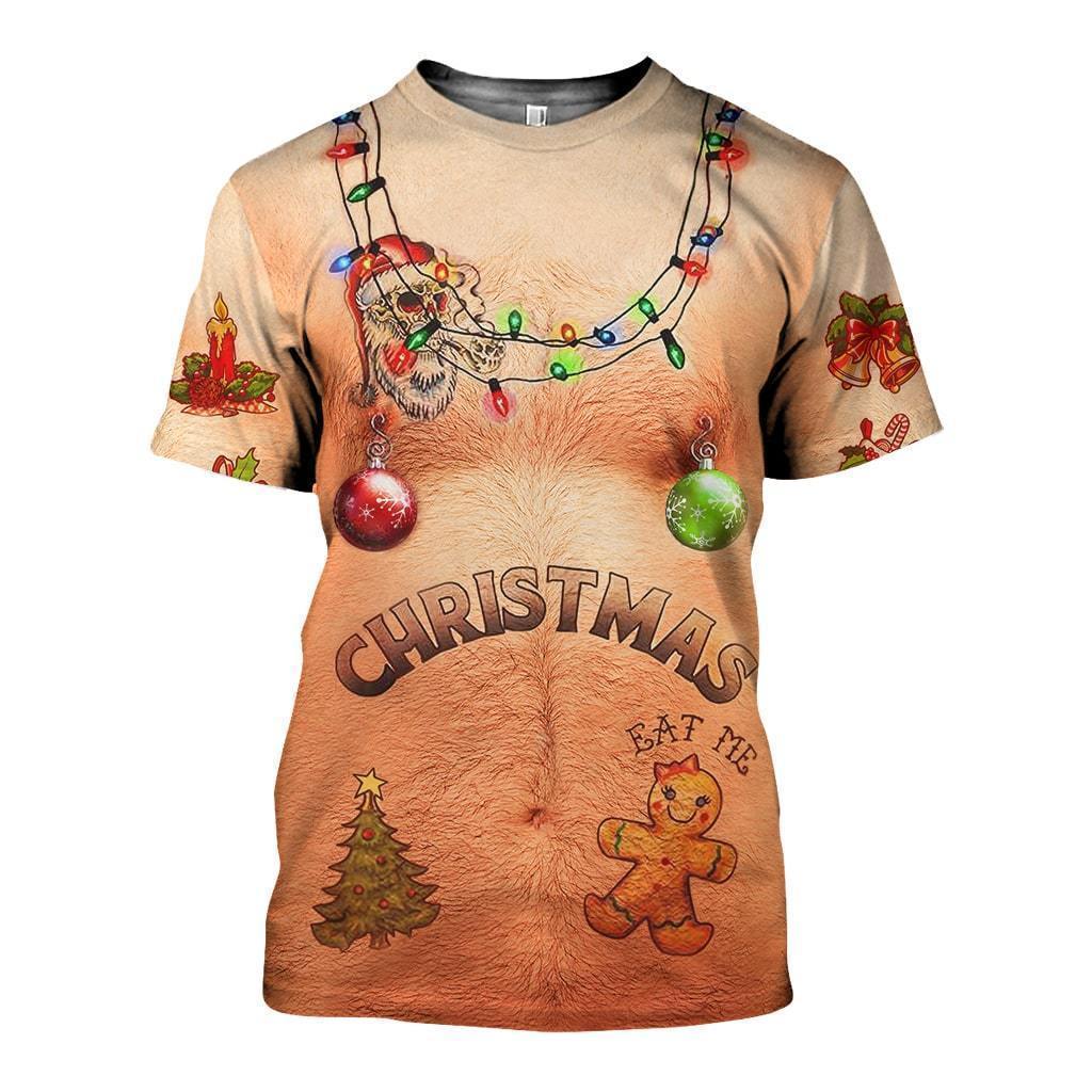 3D All Over Printed Hairy Chest and Tattoos Ugly Christmas Sweater Shirts and Shorts-Tattoos-RoosterArt-T-shirt-XS-Vibe Cosy™