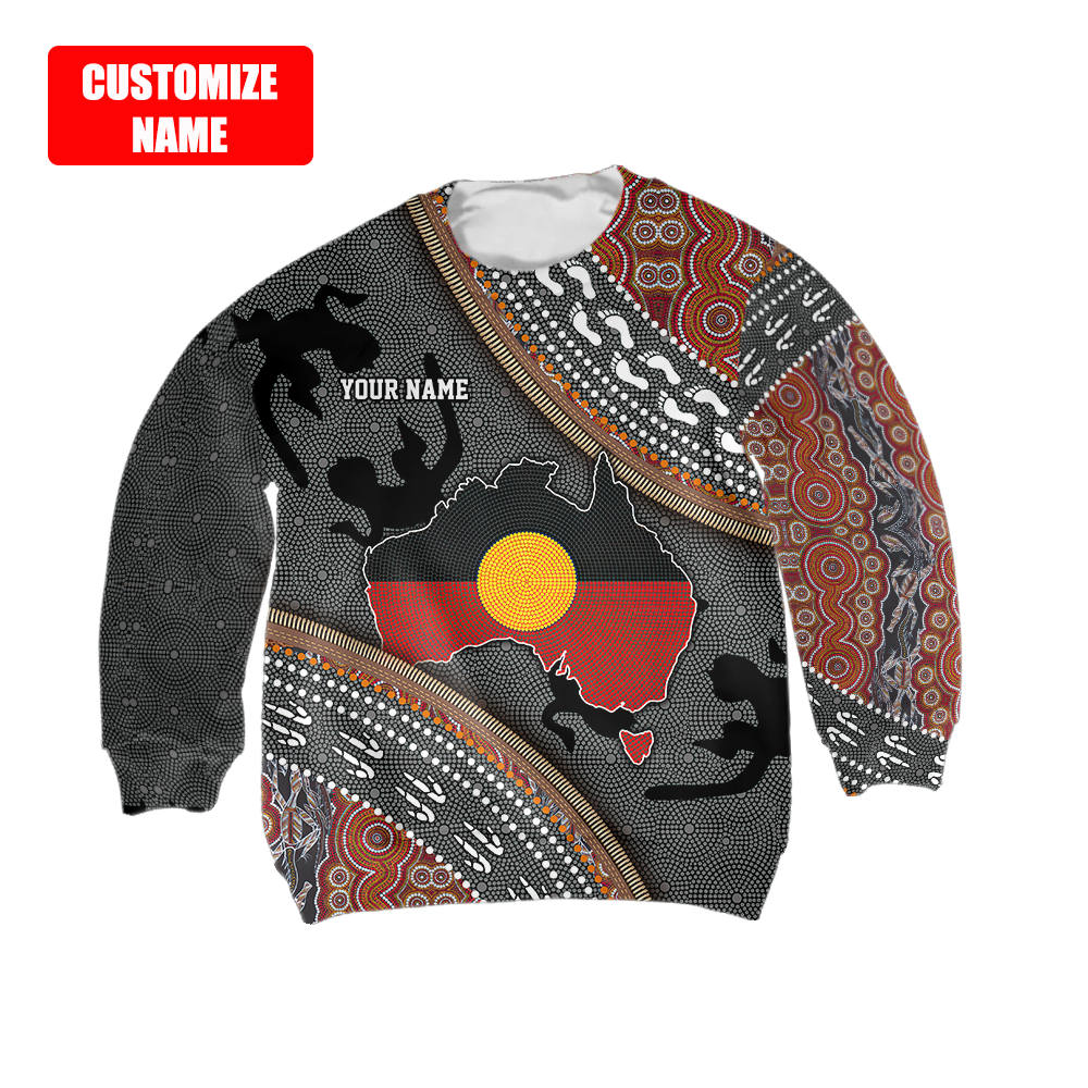 Custom name Aboriginal dots Zip pattern 3D design printed Kid shirts