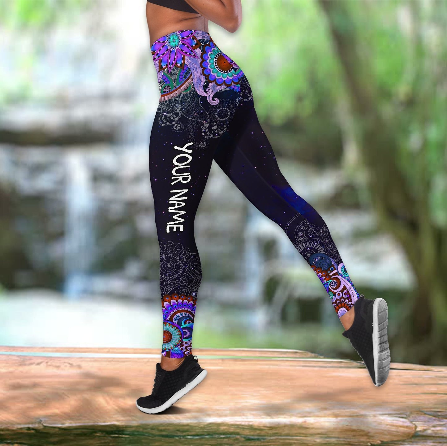 Custom name Arborist's wife purple galaxy legging + hollow tank combo