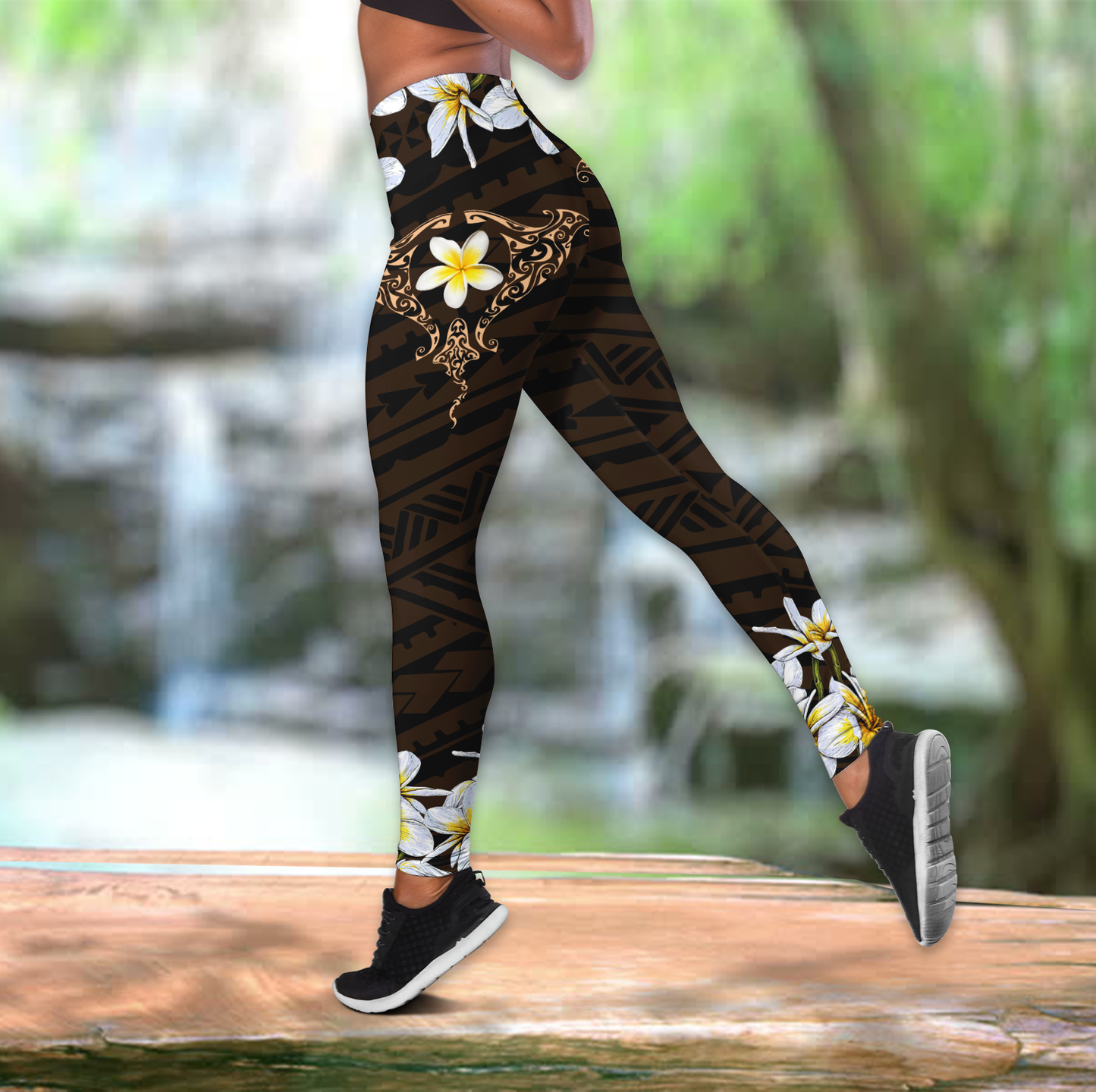 Amazing Polynesian Beautiful Ray Tattoo And Frangipani Deluxe Legging Tank Top ML