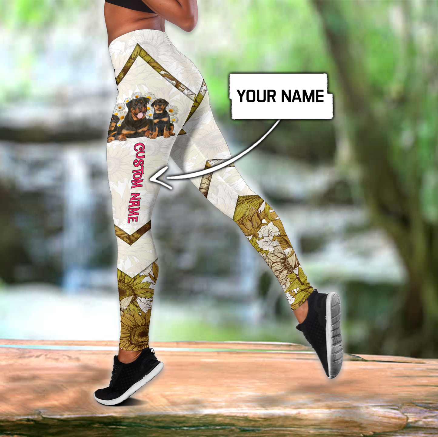 Personalized German Shepherd flowers legging + hollow tank combo ver2 DD13042102